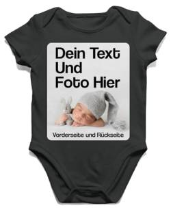 BLAK TEE Personalisierbare Selbst Gestalten mit Foto und Text Wunschmotiv Baby Body Jungen und Mädchen Kurzarm 0-3 Monate Schwarz von BLAK TEE