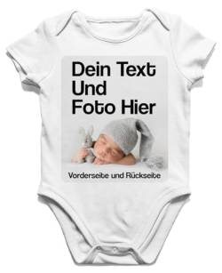 BLAK TEE Personalisierbare Selbst Gestalten mit Foto und Text Wunschmotiv Baby Body Jungen und Mädchen Kurzarm 0-3 Monate Weiß von BLAK TEE