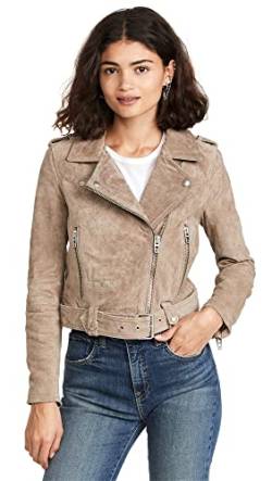 [BLANKNYC] Damen Sand Stoner Luxuri se Kleidung Bauchfreies Wildleder Motorrad Jacke, Sandentkerner, L EU von [BLANKNYC]