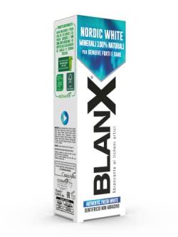 BlanX, Nordic White Zahnpasta Anti-Flecken, mit 100% natürlichen Minearls, beruhigend und regenerierend, sofortige Frische, Format 75 ml, 12 Packungen von BLANX