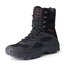 BLBK Herren Military Stiefel Wüste Armee Combat Patrol Tactical Einsatzstiefel mit Reissverschluss Leder Jungle Army Stiefel ​ ​Wandern Bergsteigen Offroad Angeln Jagen von BLBK