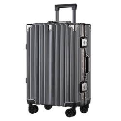 BLBTEDUAMDE Aluminiumrahmen Reisetrolley Gepäck Große Kapazität Retro 20 Zoll Universalräder Boarding Koffer Paket Kofferraum (Color : Grey, Size : 22") von BLBTEDUAMDE
