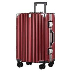 BLBTEDUAMDE Aluminiumrahmen Reisetrolley Gepäck Große Kapazität Retro 20 Zoll Universalräder Boarding Koffer Paket Kofferraum (Color : Red, Size : 26") von BLBTEDUAMDE