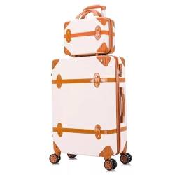 BLBTEDUAMDE Damen Spinner Abs Retro Gepäck 20" 22" 24" 26" Trolley Tasche Vintage Koffer Set auf Rädern süß (Color : A Set of 2-01, Size : 20") von BLBTEDUAMDE