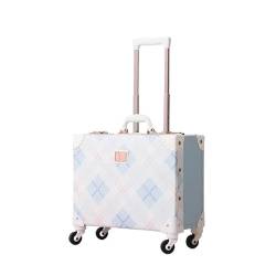 BLBTEDUAMDE Reisekoffer auf Rädern Set Retro 18 Zoll Trolley Gepäcktasche Damen Handgepäck Handtasche Reisetasche (Color : Blue Wind Chimes, Size : 18 inch) von BLBTEDUAMDE