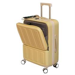 BLBTEDUAMDE Süßes Gepäck for Damen, klein, leicht, multifunktional, Reisepasswort, Leder-Reisetasche auf Rollen (Color : Beige, Size : 22") von BLBTEDUAMDE