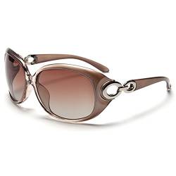 BLDEN Sonnenbrille polarisiert für Frauen, Anti-Reflexion 100% UV Augenschutz Stilvolle Ovale Brille Großen Rahmen,Braun Gl3116-champagne von BLDEN