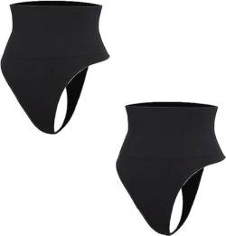 Yumesilm Bauchstraffender Tanga, Tanga-Shapewear for Frauen, nahtlos Formende Unterwäsche zur Bauchkontrolle (Color : Black, Size : L) von BLEDD