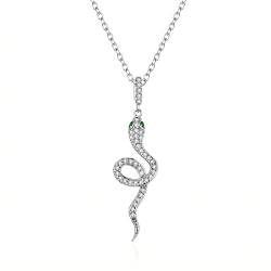 BLEKKI Halskette aus 925er Silber mit Schlangen Anhänger | Damen Kette aus Echt Silber 925 mit Zirkonen | Schlange Schmuck von BLEKKI