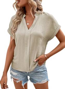 BLENCOT Damen Bluse Chiffon Tunika Hemdbluse Elegant Kurzarm Tops Oberteile T-Shirt von BLENCOT