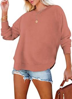 BLENCOT Damen Langarmshirt Rundhals Oberteile Casual Basic T-Shirt Einfarbige Shirts Baumwolle Tunika Bluse Tops von BLENCOT