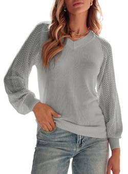 BLENCOT Damen Langarmshirt Strick Pullover Basic Oberteile Winter Elegant Einfarbige Langarm Shirt von BLENCOT