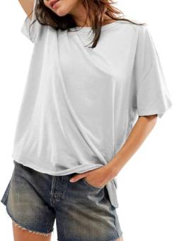 BLENCOT Damen Oversize T Shirt mit Rundhalsausschnitt Kurzärmeliges Casual Lockere Basic Sommer Tee Shirts Bluse von BLENCOT