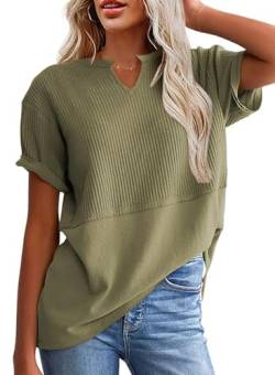 BLENCOT Damen Oversize T Shirt mit V-Ausschnitt Kurzarm Casual Lockere Basic Sommer Tee Shirts Bluse von BLENCOT