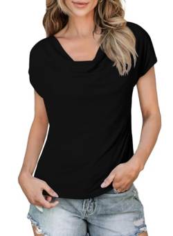 BLENCOT Damen T-Shirt V-Ausschnitt Kurzarm Sommer Shirts Einfarbig Klassic Tops Büro Casual Oberteile von BLENCOT