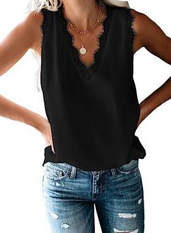 BLENCOT Damen Tank Tops Spitzen Top Sommer Weste Ärmellose Tank Top Shirts Hemd Oberteile Tunika von BLENCOT