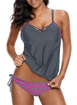 BLENCOT Damen Tankini Bauchweg Zweiteiliger Badeanzug Zweiteilig Tankini Set A-11 XL von BLENCOT