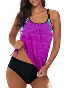 BLENCOT Damen Tankini Sets Bauchweg Zweiteiler Badeanzug Zweiteiliger Bademode mit Shorts von BLENCOT