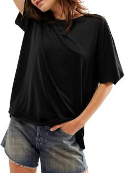 BLENCOT Damen Tshirt Kurzarm Longshirt Rundhals Oversize Shirt Sommer Lässige Sport Oberteile Damen Bluse Tops von BLENCOT