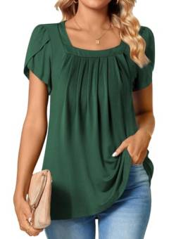 BLENCOT Damen Tunika Kurzarm Tops T-Shirt mit Quadratischem Ausschnitt Bluse Casual Loose Shirts von BLENCOT