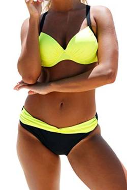 BLENCOT Frauen Zweiteiler Badeanzug Brasilianische Bikinis Frauen Badeanzug Push Up Brasilianische Frauen Strand Bikini Bademode Weibliche Brasilianische Niedrige Taille Bikini Design Geknotet S Gelb von BLENCOT