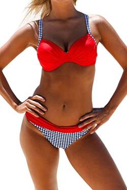 BLENCOT Frauen Zweiteiler Badeanzug Brasilianische Bikinis Frauen Badeanzug Push Up Brasilianische Frauen Strand Bikini Bademode Weibliche Brasilianische Niedrige Taille Bikini Design Geknotet S Rot von BLENCOT