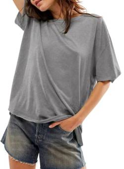 BLENCOT T-Shirt Damen Sommer Kurzarm Oberteile Locker Longshirt Damen Rundhals Casual Basic Shirts Top von BLENCOT
