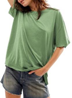 Damen T-Shirt Sommer Kurzarm Rundhals Oversized Oberteil Locker Frauen Casual Lose Tops Elegant Bluse von BLENCOT