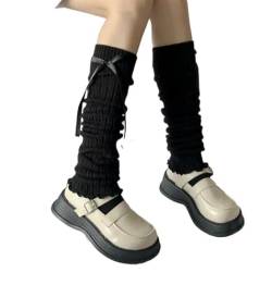 BLESSI Damen Y2k Kawaii Weiß Schwarz Beinstulpen Japanische Beinwärmer Gothic Harajuku Niedliche Socken, Schwarz 3, Einheitsgröße von BLESSI