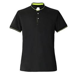 BLESSUME Herren Clergy Polo Shirt Tab Collared Kurzarm (L,Schwarz) von BLESSUME