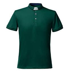 BLESSUME Herren Polo Shirt Tab Collared Kurzarm (L,Dunkelgrün) von BLESSUME