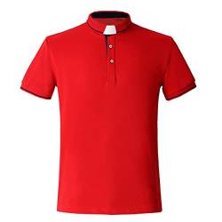 BLESSUME Herren Polo Shirt Tab Collared Kurzarm (L,Rot) von BLESSUME