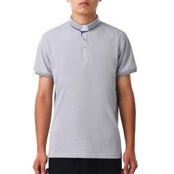 BLESSUME Herren Polo Shirt Tab Collared Kurzarm (M,Grau) von BLESSUME