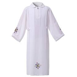 BLESSUME Klerus ALB Katholischer Plissiertes Kanzel Liturgisches Kirchengewand (White, XXL) von BLESSUME