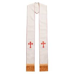 BLESSUME Klerus Messe stola Kreuz bestickte Hochzeits stole (Weiß/Rot) von BLESSUME