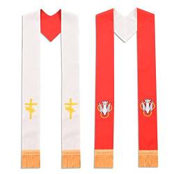 BLESSUME Priester Church Clergy Stole Reversibel (Weiß und Rot) von BLESSUME