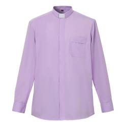 BLESSUME Priesterhemd mit Tab-Kragen langärmlig Kirchen Hemd (Violett,L) von BLESSUME