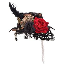 BLESSUME gotisch Frau Steampunk Gang Flügel Uhr Schmetterling Hut Spitze Haar Clip Kopfbedeckung (Braun 1) von BLESSUME