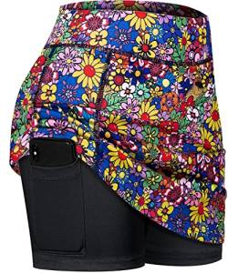 BLEVONH Liner rutschfester Gürtel Golf Skorts Röcke für Damen mit Tasche XS-2XL, Mehrfarbig, Mittel von BLEVONH