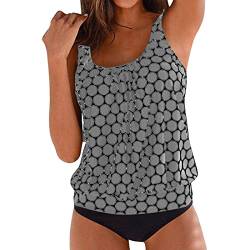 BLIBUNALA 2024 Tankini Damen Bauchweg, Große Größen Bademode Set Push Up Bauch Weg Tankini Oberteile Blumenmuster Gepolsterte mit Badeshorts-Sets Elegant Strandkleid Strandmode Badeanzug für Frauen von BLIBUNALA