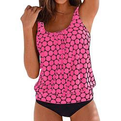 BLIBUNALA Tankini Damen Bauchweg Badeanzug Große Größen Bademode Set Push Up Tankini Oberteil mit Badeshorts Zweiteiliger Badeanzüge Sommer Strandmode Swimsuit Strand Schwimmanzug Tankini für Mollige von BLIBUNALA