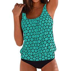 BLIBUNALA Tankini Damen Bauchweg Badeanzug Große Größen Bademode Set Push Up Tankini Oberteil mit Badeshorts Zweiteiliger Badeanzüge Sommer Strandmode Swimsuit Strand Schwimmanzug Tankini für Mollige von BLIBUNALA