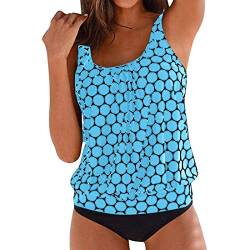 BLIBUNALA Tankini Damen Bauchweg Badeanzug Große Größen Bademode Set Push Up Tankini Oberteil mit Badeshorts Zweiteiliger Badeanzüge Sommer Strandmode Swimsuit Strand Schwimmanzug Tankini für Mollige von BLIBUNALA