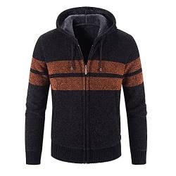 Strickjacke Herren Fleecejacke Mit Reißverschluss Warm Cardigan Zipper Strick Kapuzenpullover Strickpullover Übergang Fleece Futter Sweatjacke Wintermantel Moderne Übergangsjacke Kapuzenpuiil von BLIBUNALA