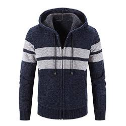 Strickjacke Herren Fleecejacke Mit Reißverschluss Warm Cardigan Zipper Strick Kapuzenpullover Strickpullover Übergang Fleece Futter Sweatjacke Wintermantel Moderne Übergangsjacke Kapuzenpuiil von BLIBUNALA