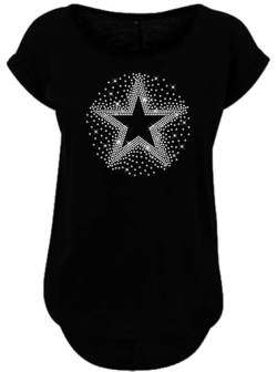 BLINGELING Weihnachtsshirt Oversized T-Shirt Damen Vokuhila Weihnachten Merry Christmas Strass Kristall Stern von BLINGELING