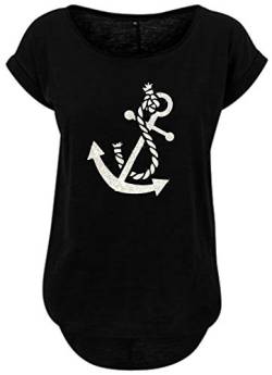 BlingelingShirts Damen Shirt Große Größen Anker Damen rosègold Glitzer Anchor maritim Segeln Seefahrt Schiff Hafen. schwarz. Gr. 3XL Evi von BLINGELING