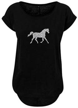 BlingelingShirts Damen Shirt Oversize Pferd kristall Reiterin Pferde Pferdemotiv. schwarz. Gr. 4XL Evi von BLINGELING