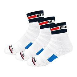 BLITZSOX 3 Paar Sneaker Socken Sportsocken Herren Damen HiTech Leistung Unisex Gestreift Quarter Socken (Laufen, Tennis, Training & Fitness), Größe: 47-49 von BLITZSOX