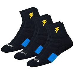 BLITZSOX 3 Paar Sneaker Socken Sportsocken Herren Damen HiTech Leistung Unisex Solide Quarter Socken Schwarz Grau Weiß (Laufen, Tennis, Training & Fitness), Größe: 43-46 von BLITZSOX